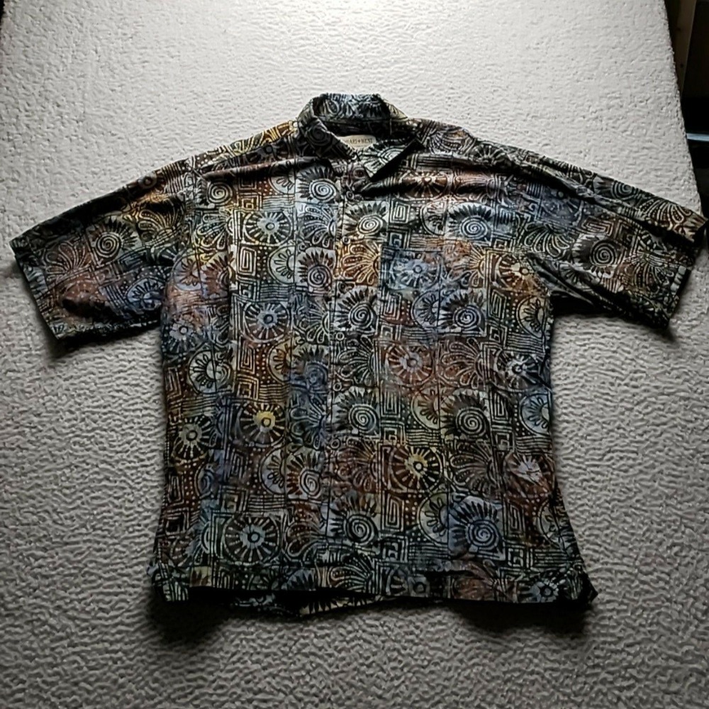 Johari West Shirt Mens 2XL Multicolor Geometric Short Sleeve Button-Up Casual